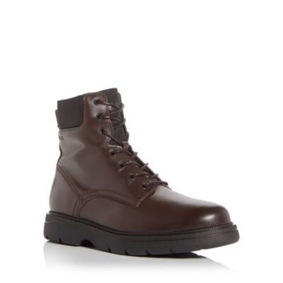 BOSS Mens Brown Heel Pull-Tab Debossed Up Jacob Toe Platform Combat Boots 45 - Picture 1 of 4